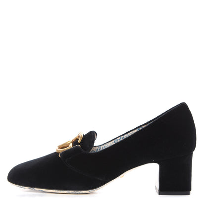 Gucci Softy Velvet GG Victoire 55mm Loafer Pumps 37.5 Black 1 of 8