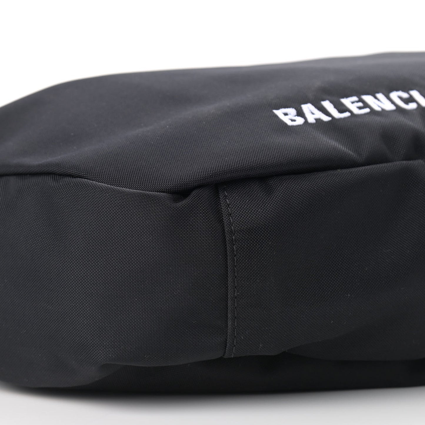 Recycled Sport Nylon Logo Embroidered Large Wheel Sling Bag Black White