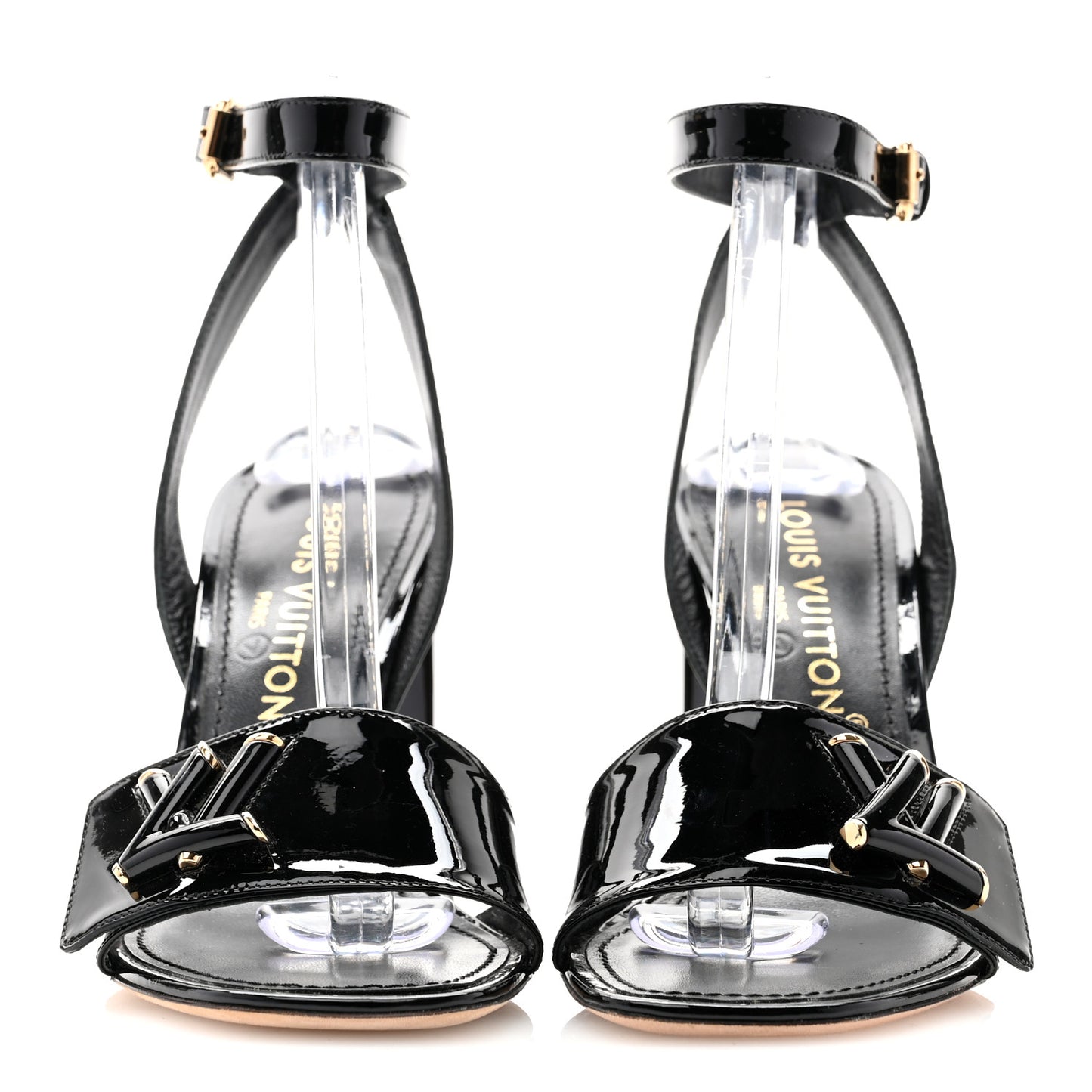 Patent Calfskin Shake Sandals 38.5 Black