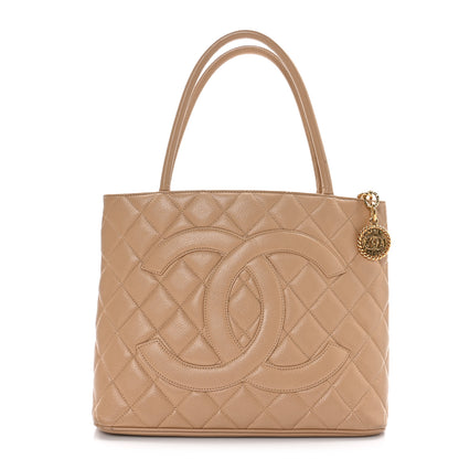 Chanel Caviar Quilted Medallion Tote Beige 1 of 13