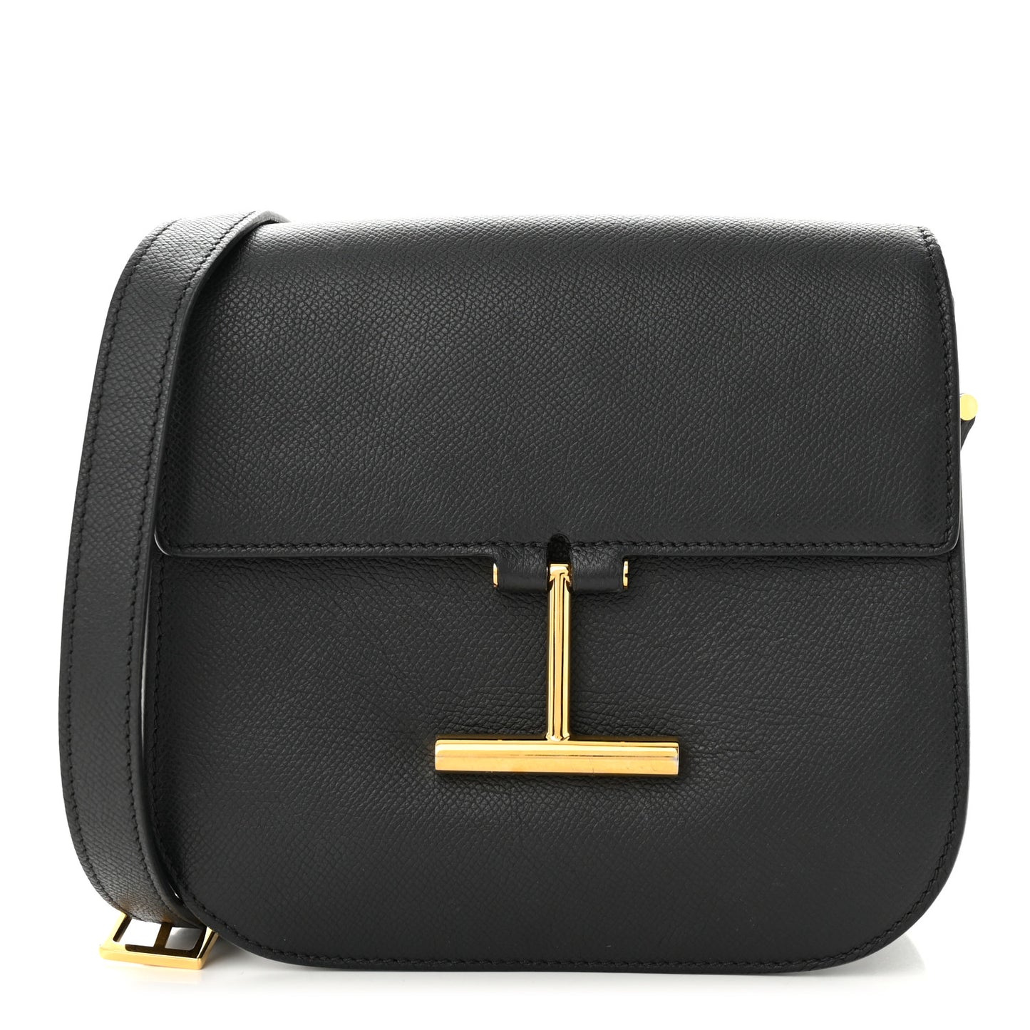 Calfskin Small T Clasp Tara Crossbody Bag Black