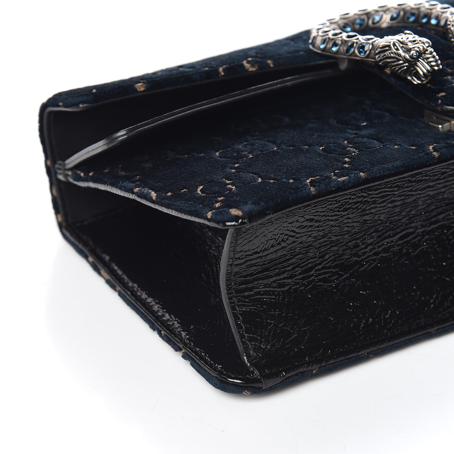 Velvet Skipper Crystal GG Monogram Small Dionysus Shoulder Bag Blue Beige Black