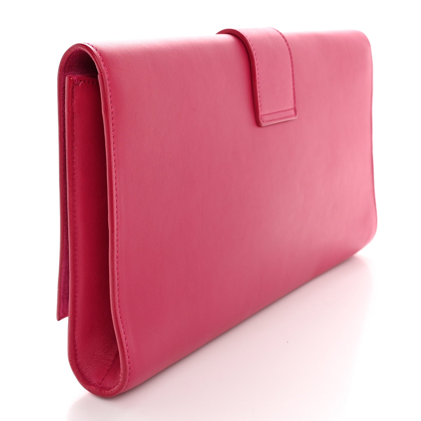 Calfskin Classic Y Ligne Clutch Fuchsia