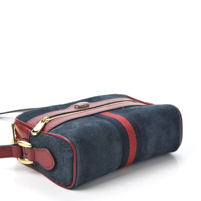 Gucci Suede Calfskin Web Mini Ophidia Shoulder Bag New Blue Romantic Cherry 3 of 9