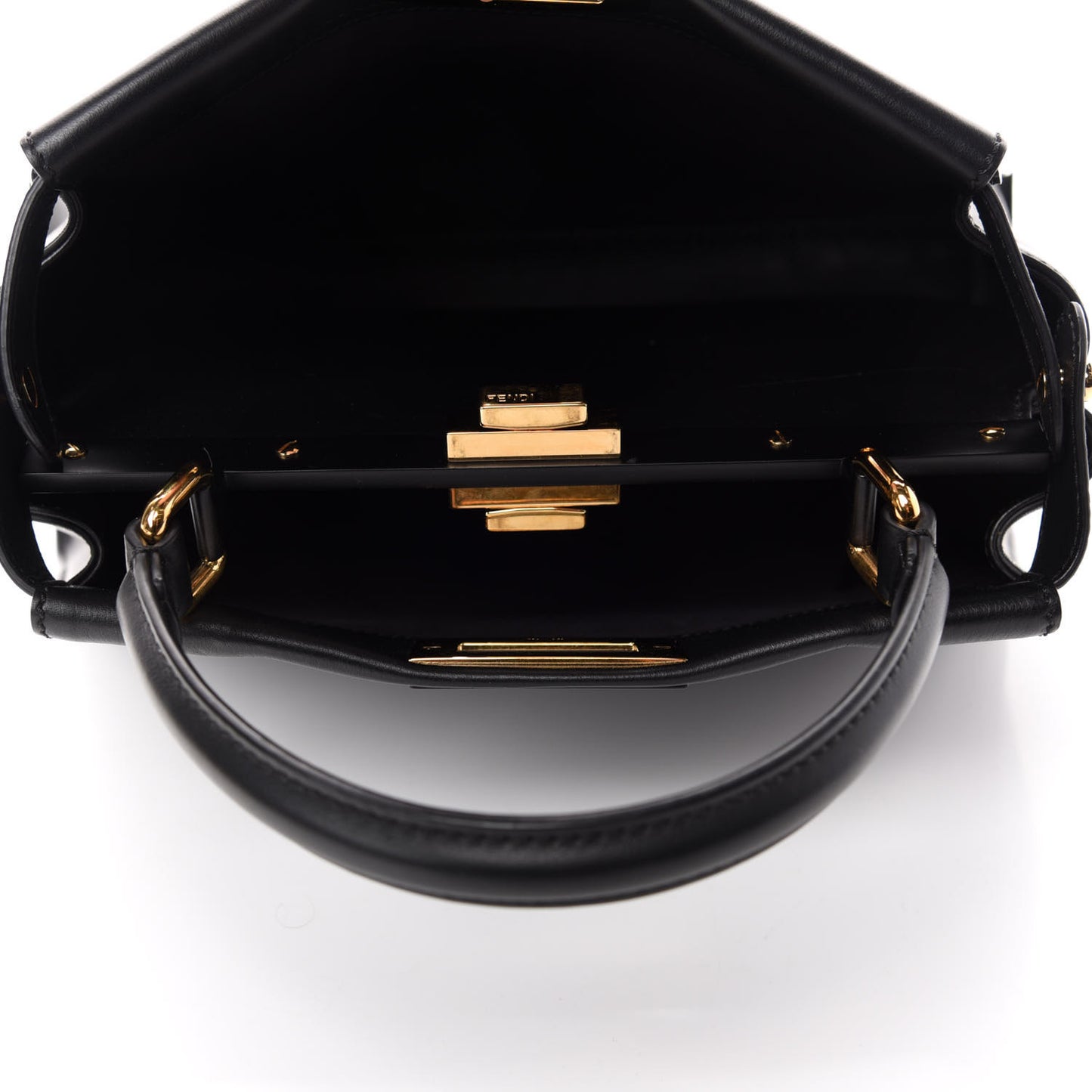 Vitello Seta Shiny Nappa Medium Peekaboo Iconic Satchel Black