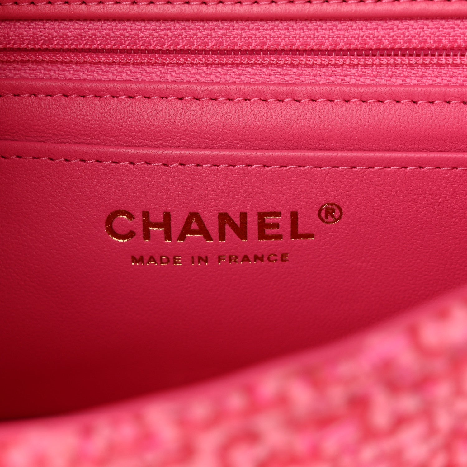 Chanel Wool Tweed Quilted Mini Rectangular Flap Dark Pink Fuchsia 6 of 10