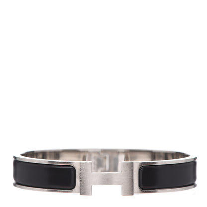 Hermes Matte Enamel Narrow Clic Clac HH Bracelet T5 Black 1 of 3