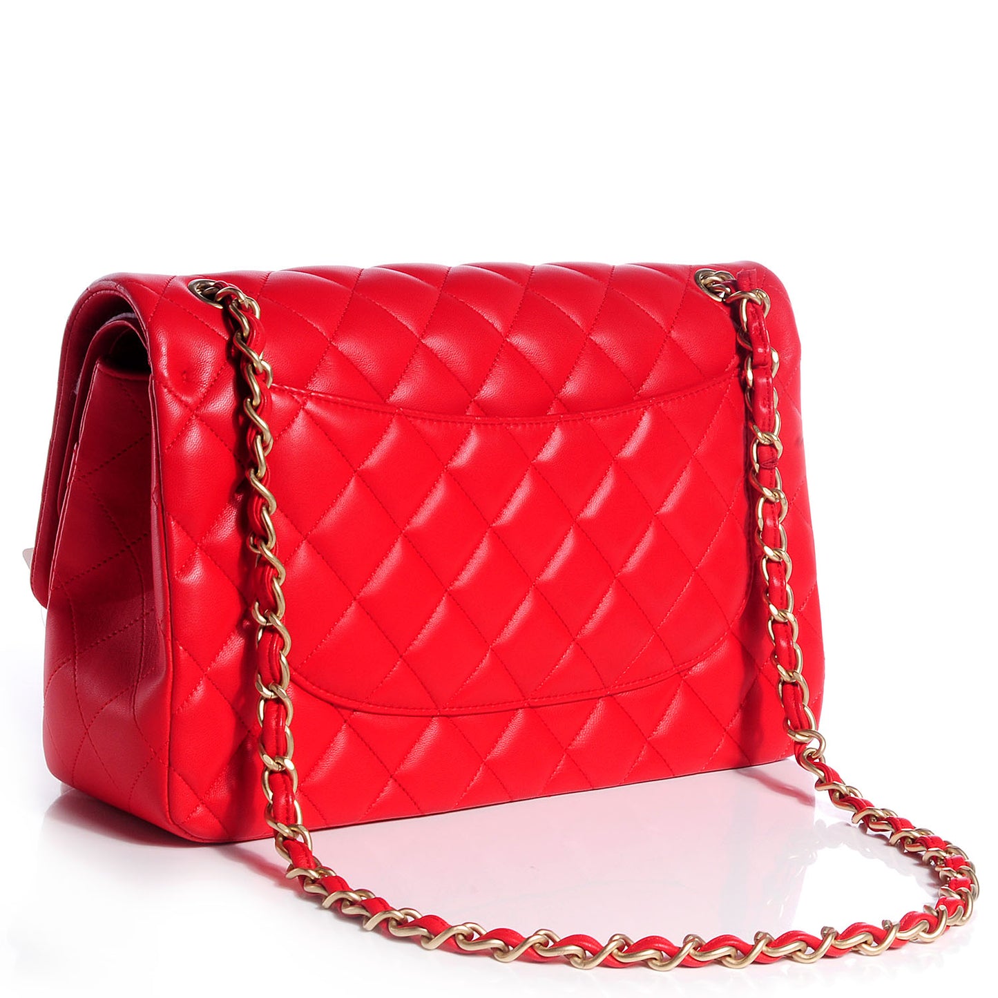 Lambskin Quilted Jumbo Double Flap Red