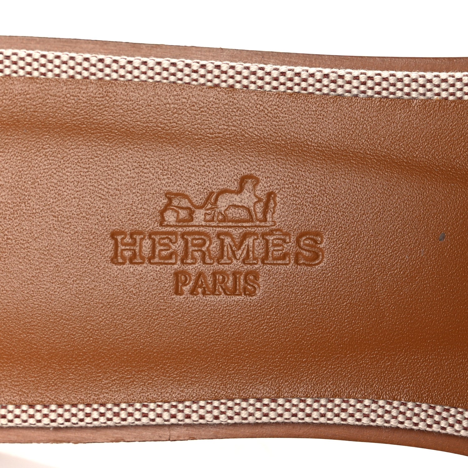 Hermes Calfskin Canvas Oran Sandals 36.5 Noisette Beige Dore 7 of 11