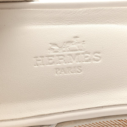 Hermes Calfskin Illusion 35 Wedge Sandals 40 Blanc De Paris 7 of 10