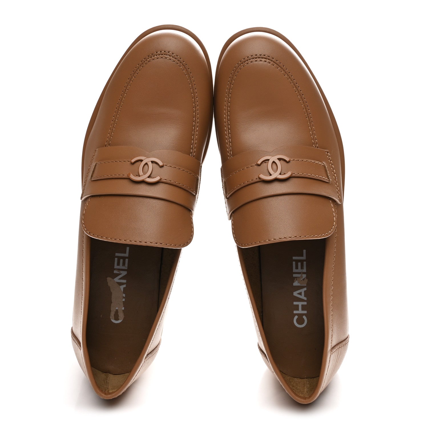 Chanel Calfskin CC Platform Loafers 41 Beige 2 of 9
