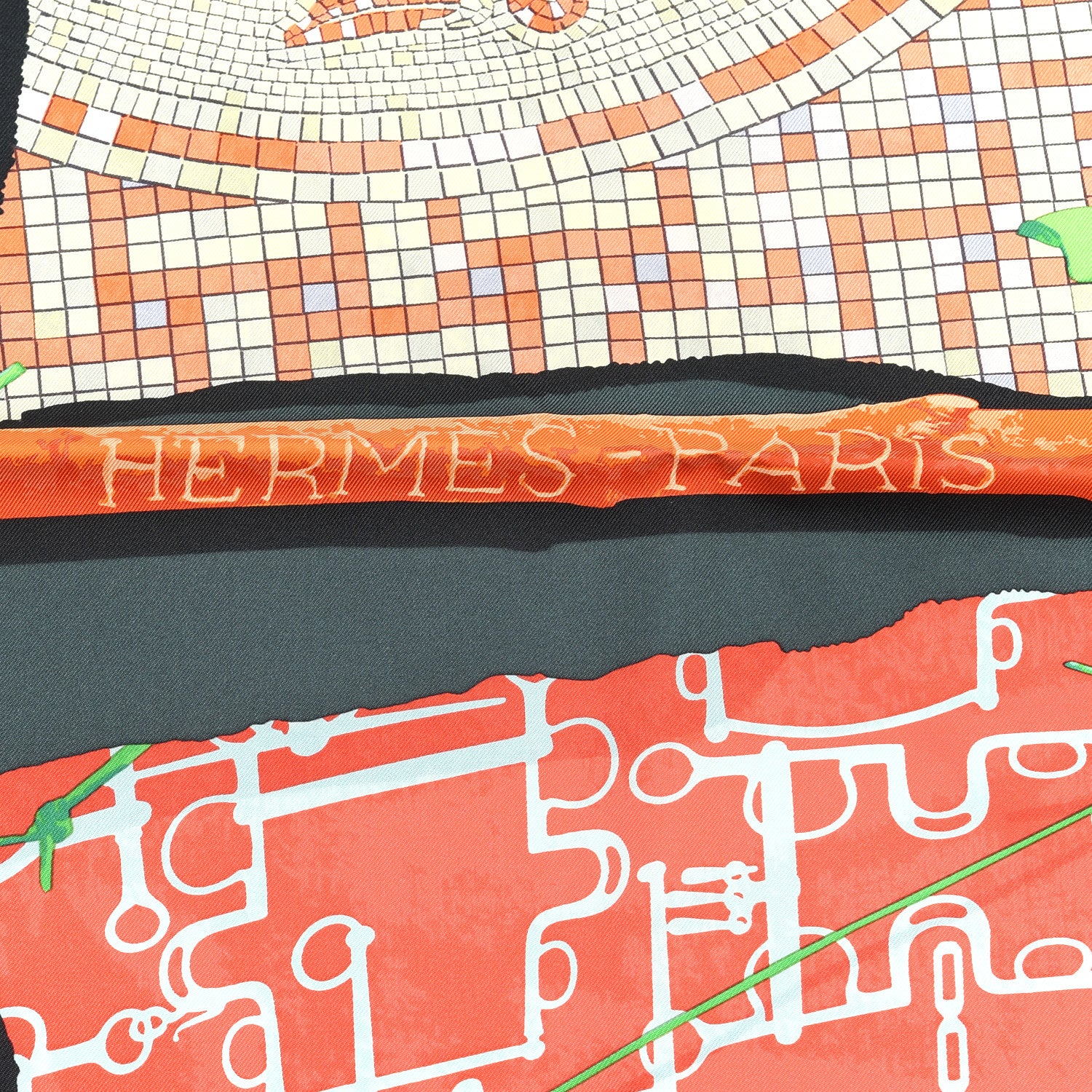 Hermes Silk Le Robinson Chic Scarf 90 Vert Sapin Rouge Jaune 2 of 4