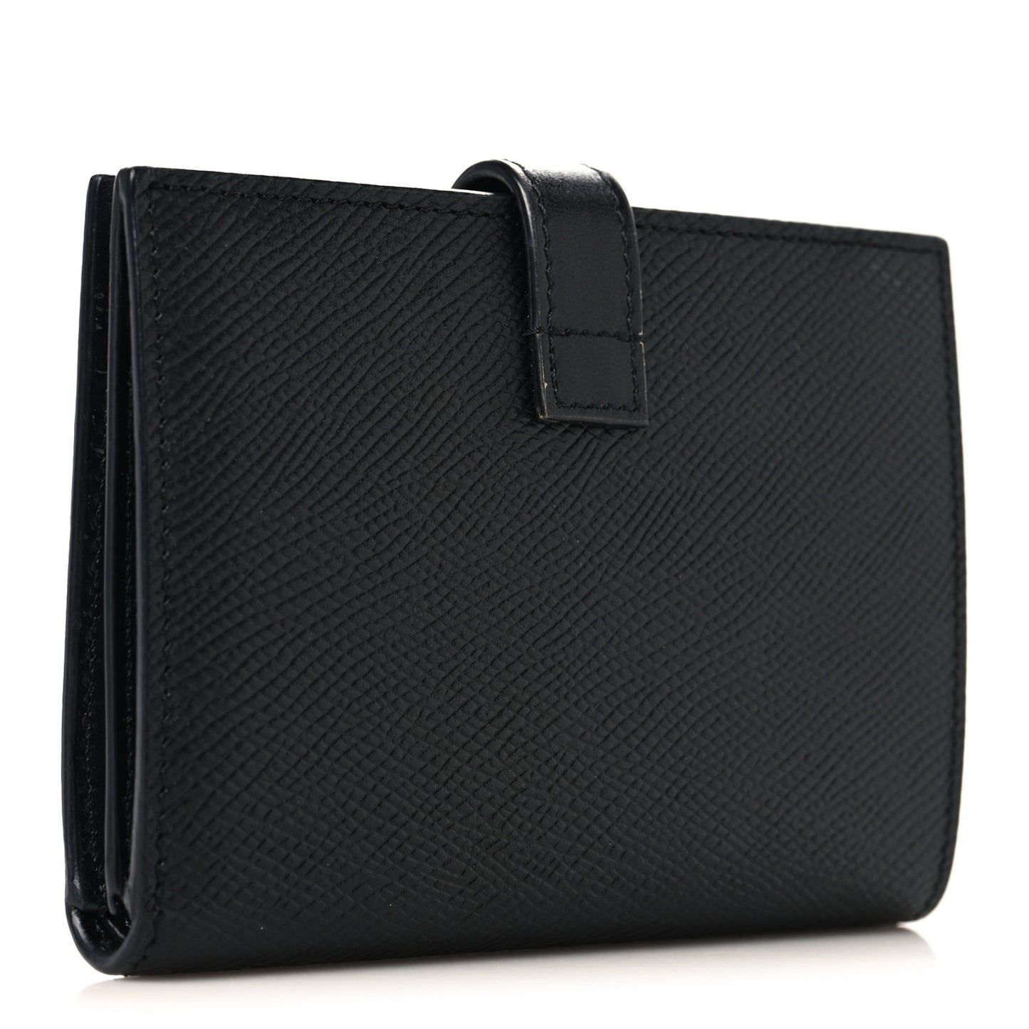Grained Calfskin Medium Multifunction Strap Wallet Black