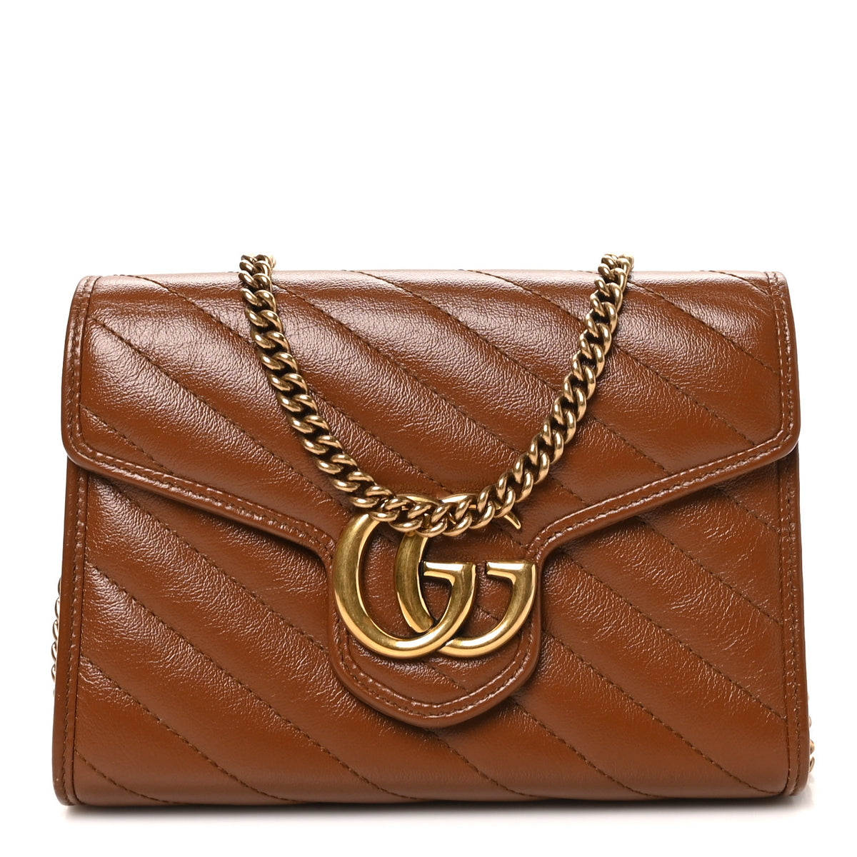 Azalea Calfskin Matelasse Diagonal GG Marmont Chain Wallet Cuir