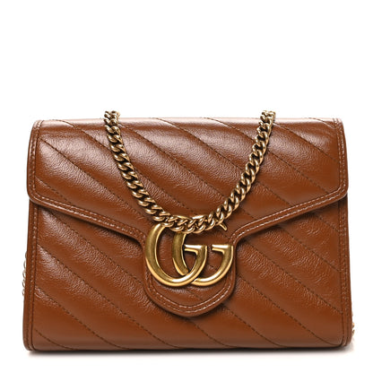 Gucci Azalea Calfskin Matelasse Diagonal GG Marmont Chain Wallet Cuir 1 of 11