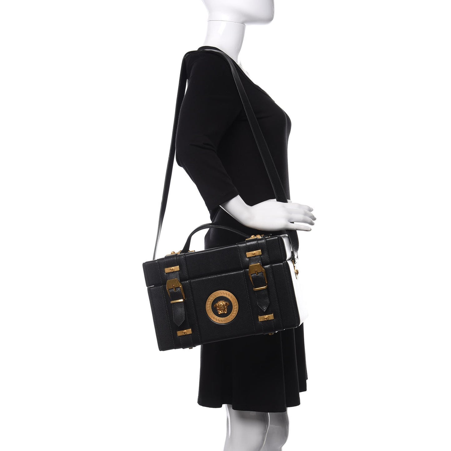 Calfskin Medusa Vanity Train Case Black