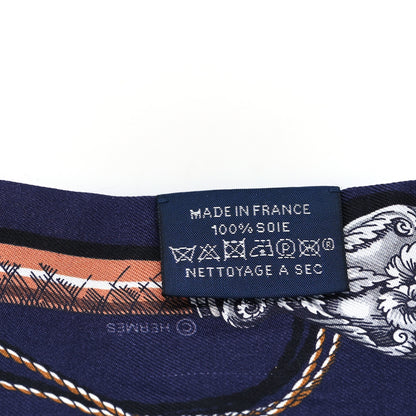 Hermes Silk Cavalcades Twilly Marine Caramel White 3 of 4