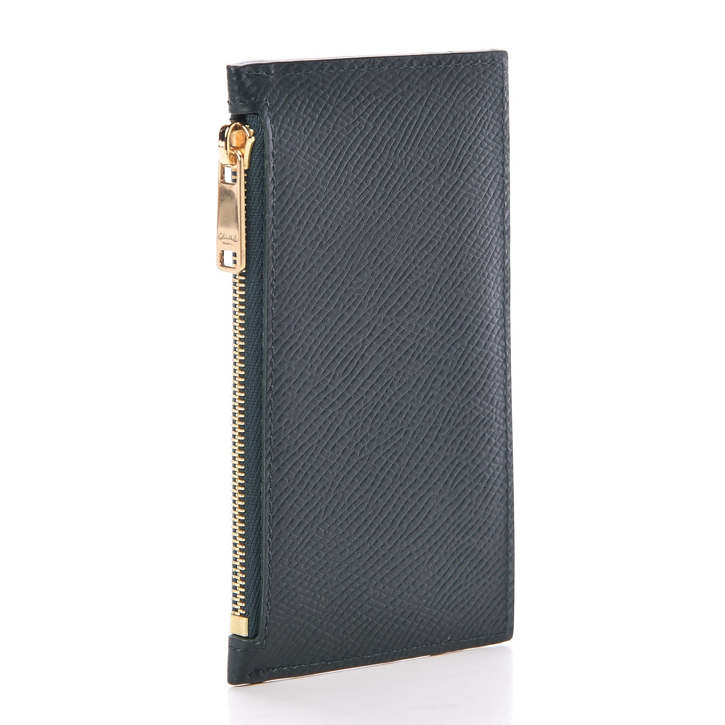 Grained Calfskin Zipped Card Holder Amazone