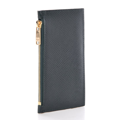 Celine Grained Calfskin Zipped Card Holder Amazone 3 of 9