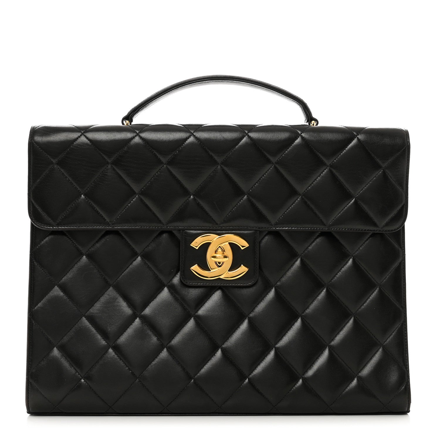 Chanel Lambskin Quilted Briefcase Laptop Bag Black 1 of 11