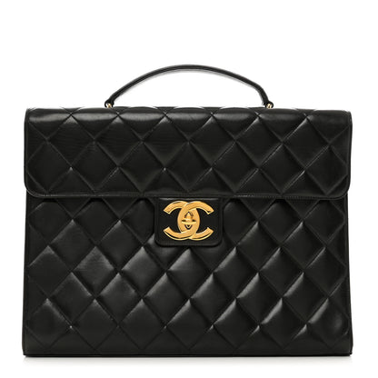 Chanel Lambskin Quilted Briefcase Laptop Bag Black 1 of 11