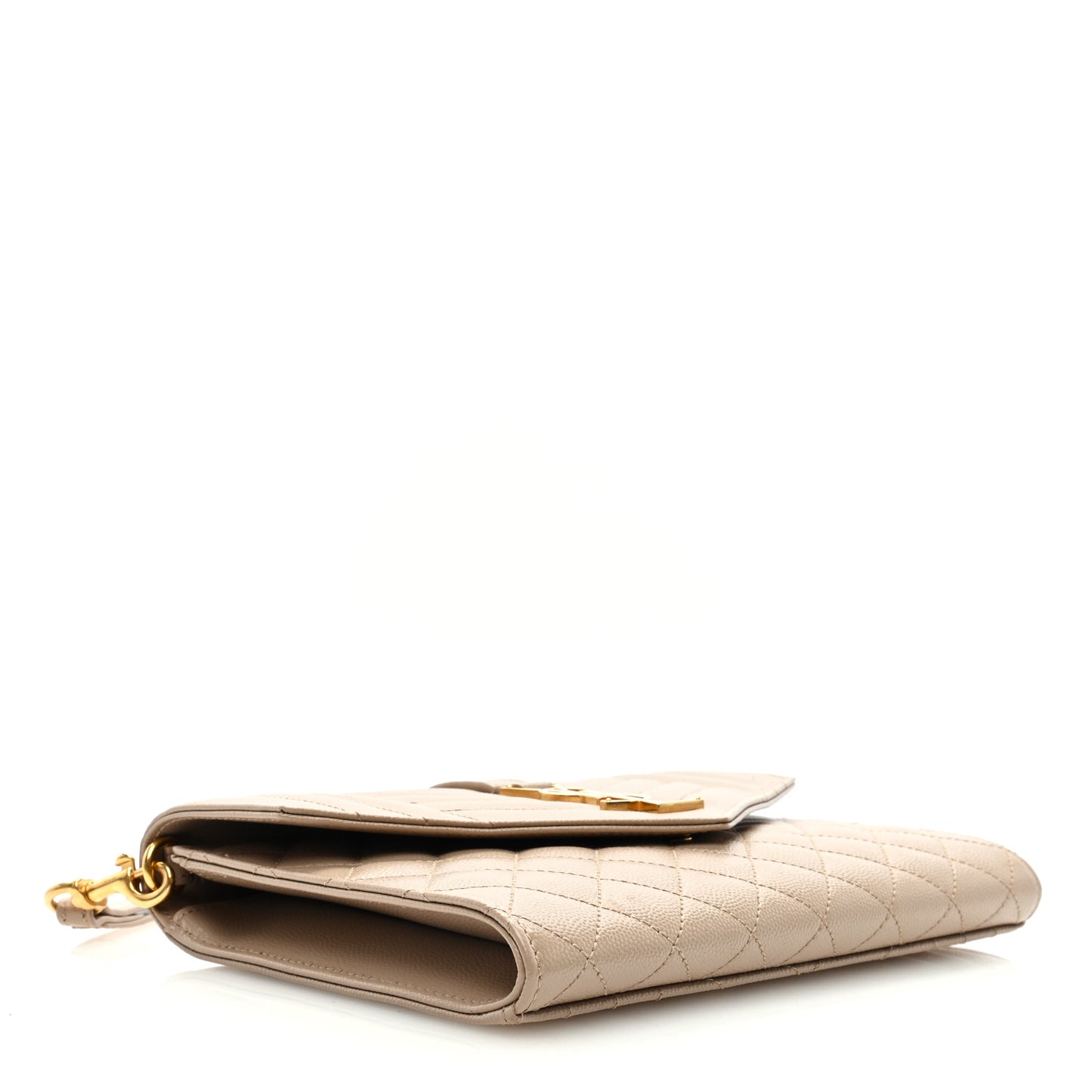 Grain De Poudre Textured Mixed Matelasse Triquilt Monogram Clutch Dark Beige