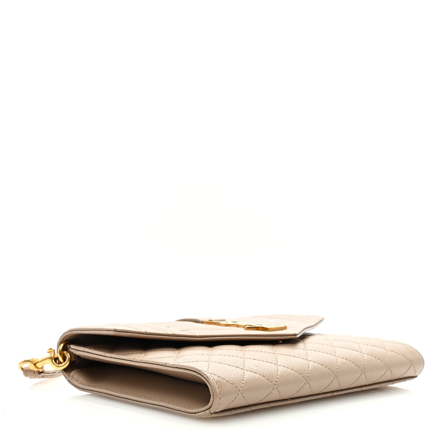 Saint Laurent Grain De Poudre Textured Mixed Matelasse Triquilt Monogram Clutch Dark Beige 4 of 6