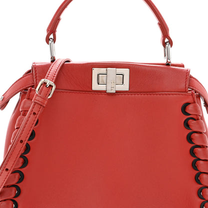 Fendi Nappa Lace Up Mini Peekaboo Iconic Satchel Bloody Mary 8 of 15