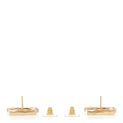 Chanel Metal CC No 5 Earrings Gold Black 3 of 5