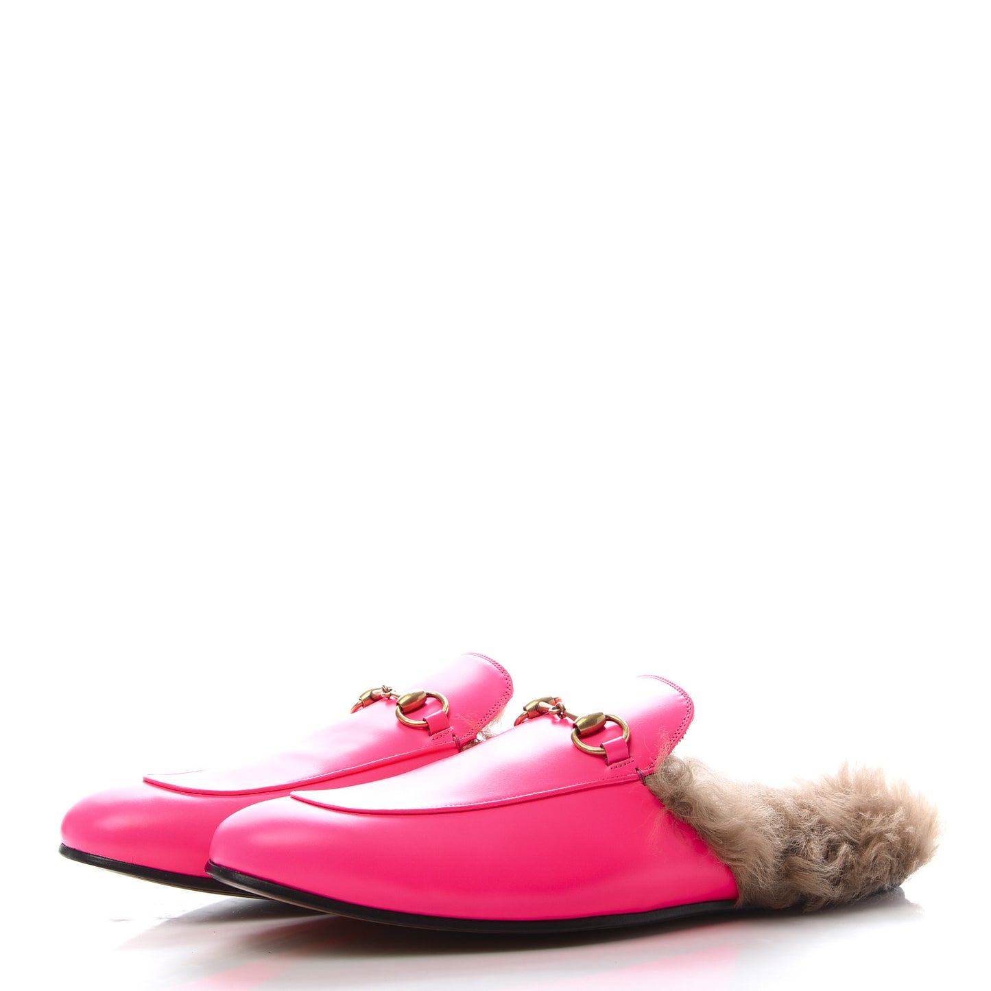 Calfskin Fur Mens Princetown Slippers 11 Fuxia Fluo Natural