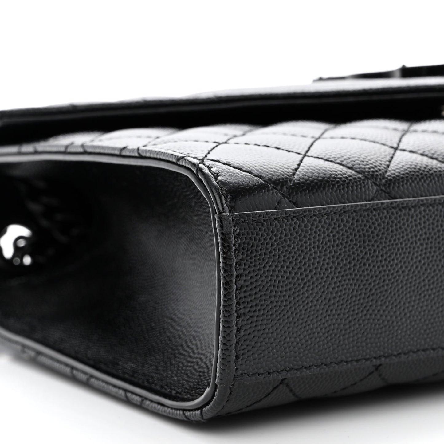 Grain De Poudre Textured Mixed Matelasse Triquilt Medium Monogram Monochrome Satchel Black