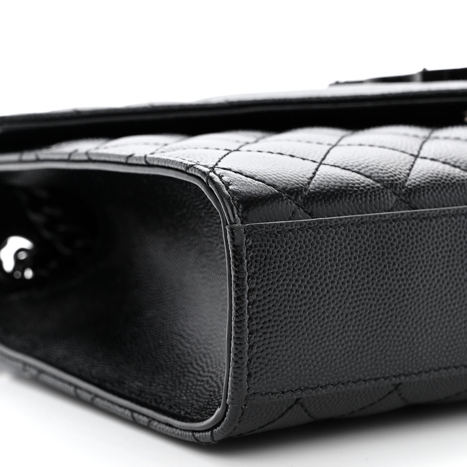 Saint Laurent Grain De Poudre Textured Mixed Matelasse Triquilt Medium Monogram Monochrome Satchel Black 9 of 11