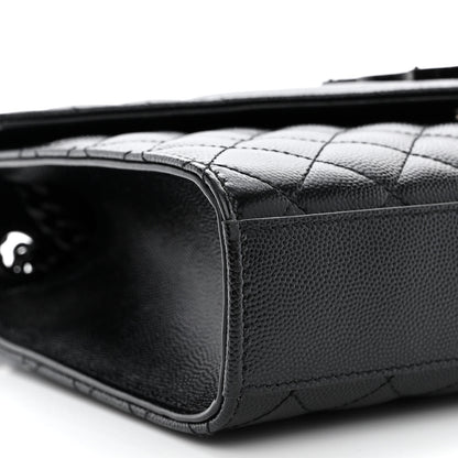Saint Laurent Grain De Poudre Textured Mixed Matelasse Triquilt Medium Monogram Monochrome Satchel Black 9 of 11