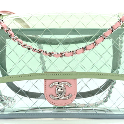 Chanel Lambskin PVC Quilted Medium Coco Splash Flap Blue Green 7 of 10