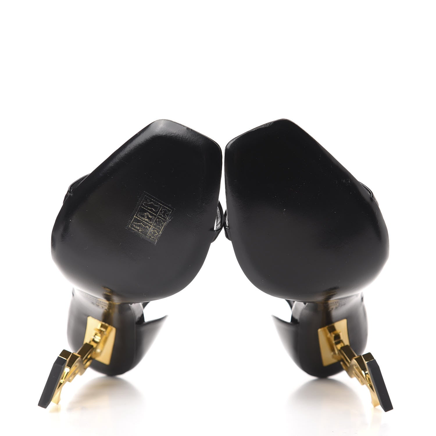 Saint Laurent Patent Calfskin Opyum 110 Sandals 39.5 Black Gold 6 of 8