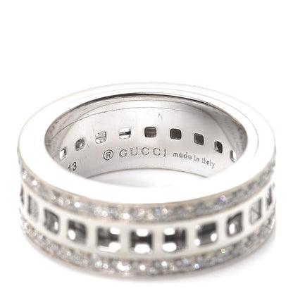 Gucci 18K White Gold Diamond Spinner Ring 53 6.25 4 of 5