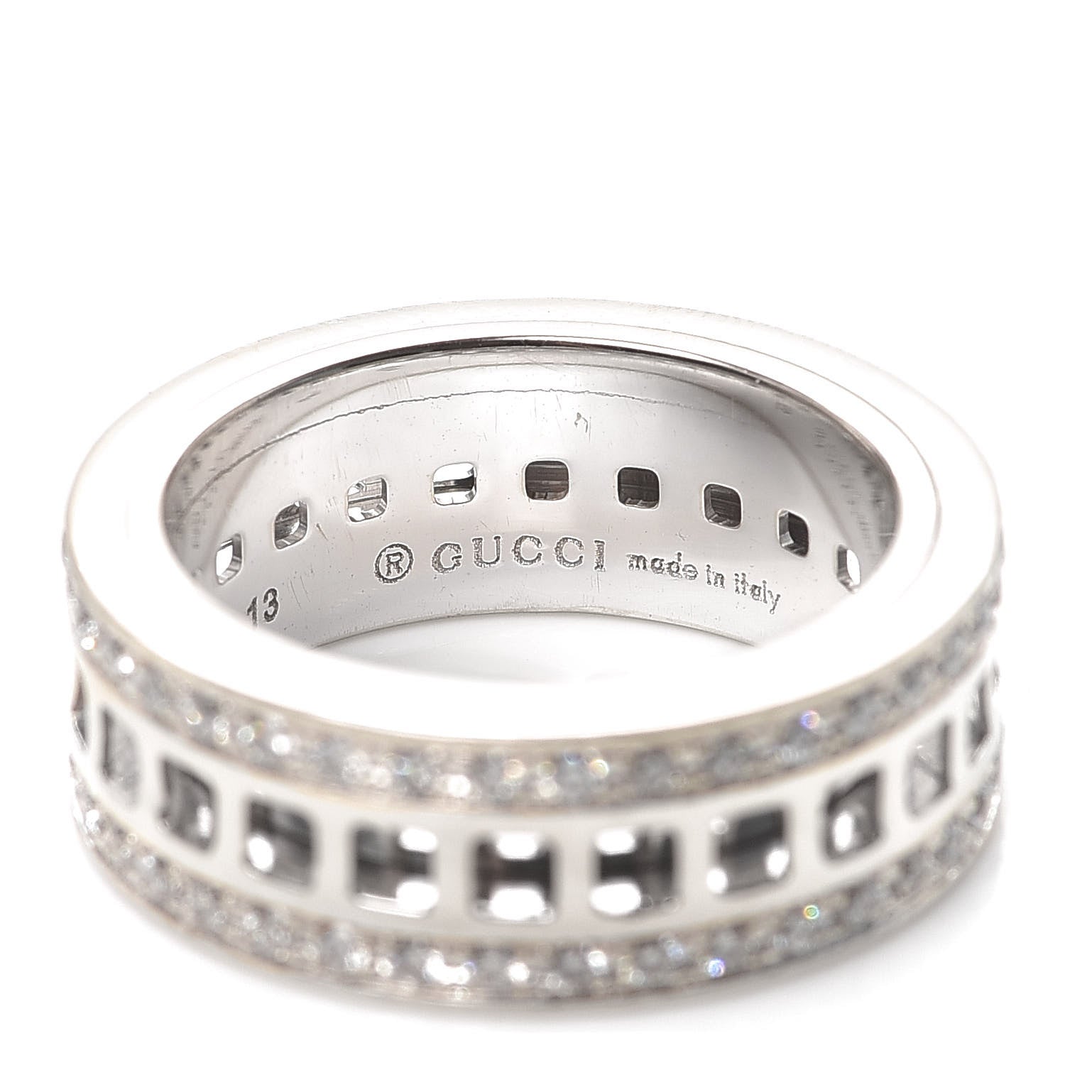 Gucci 18K White Gold Diamond Spinner Ring 53 6.25 4 of 5