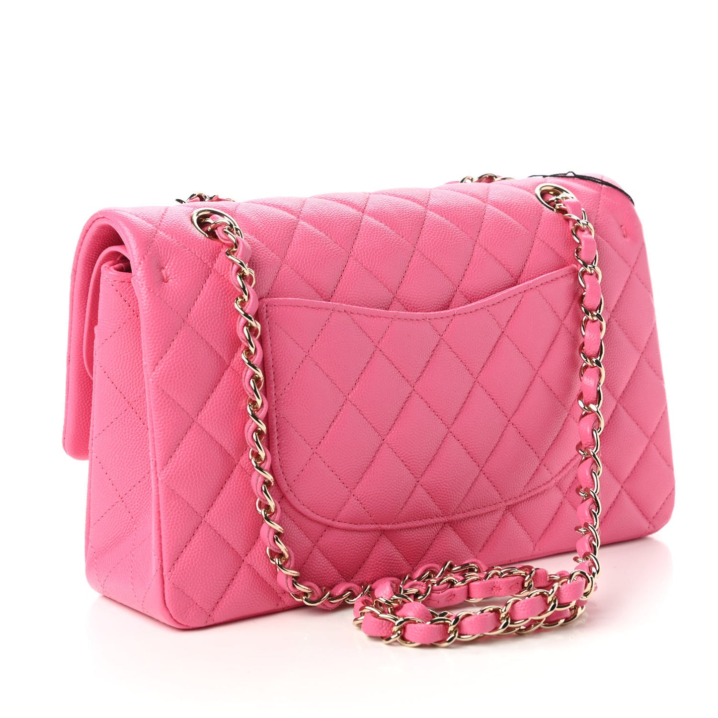 Caviar Quilted Medium Double Flap Pink