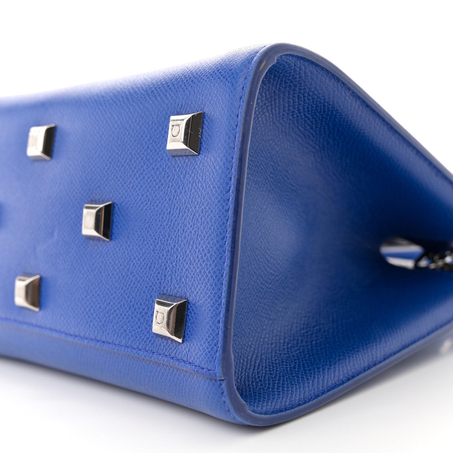 Salvatore Ferragamo Hammered Calfskin Small The Studio Box Bag Lapis Lazuli 10 of 11