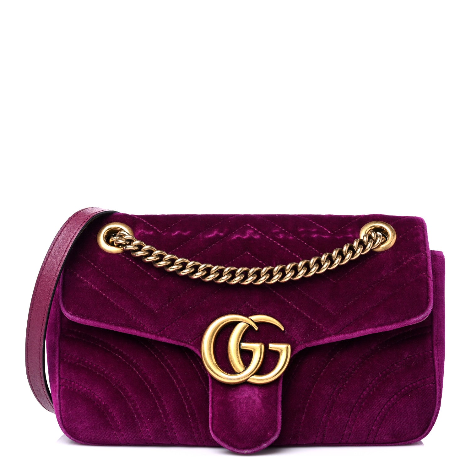 Gucci Velvet Matelasse Small GG Marmont Shoulder Bag Fuchsia Violet Cyclamen 1 of 18