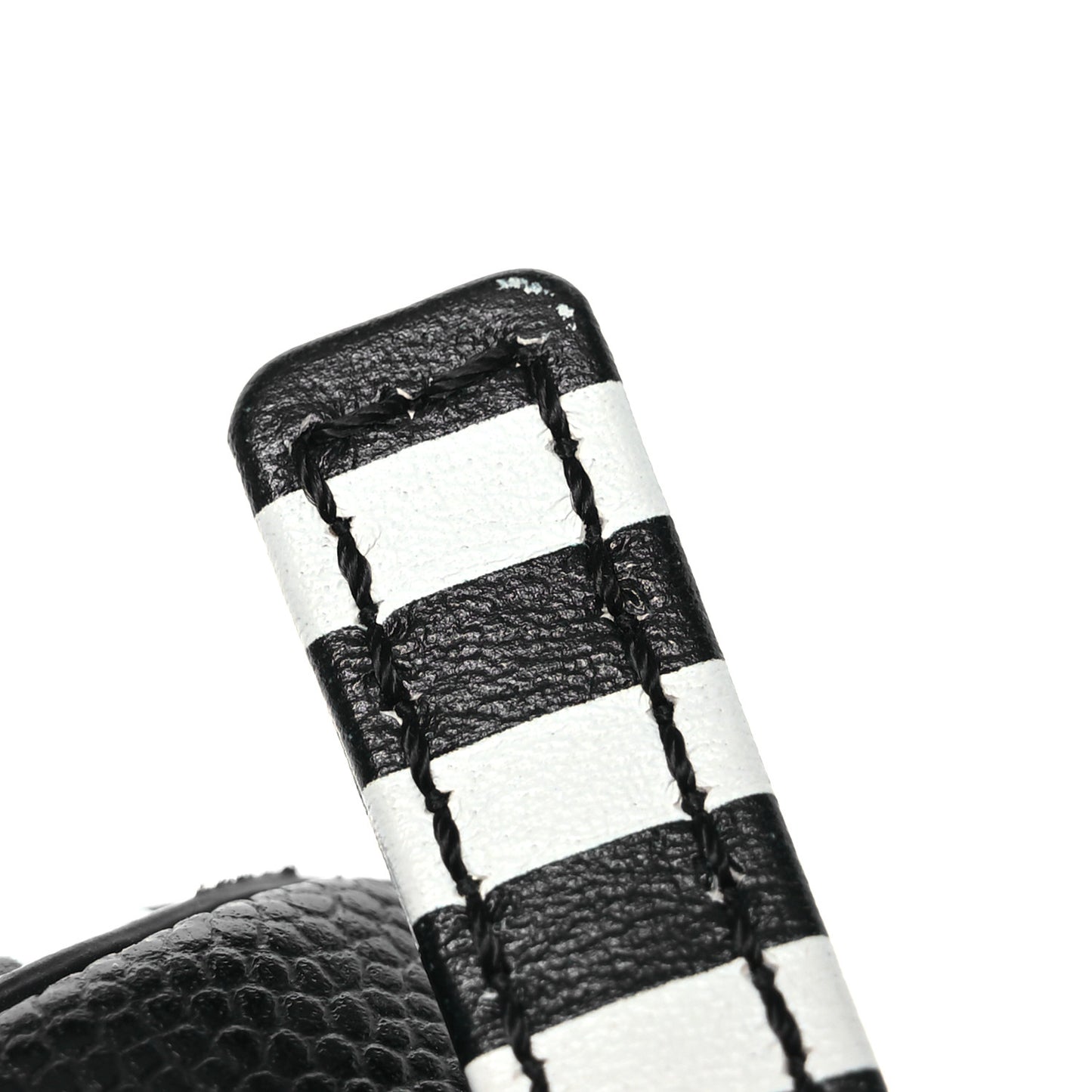 Caviar Quilted Striped Small CC Filigree Vanity Case Black White
