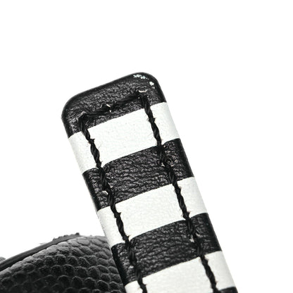 Chanel Caviar Quilted Striped Small CC Filigree Vanity Case Black White 14 of 15
