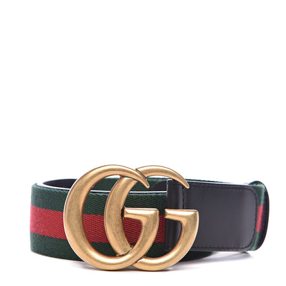 Gucci Nylon Calfskin Double G Web 40mm Belt 75 30 Green Red Black 1 of 5