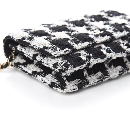 Chanel Tweed Quilted Wallet On Chain WOC Black Ecru White 8 of 10
