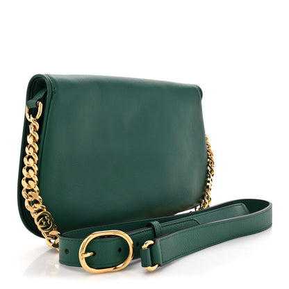 Gucci Roxy Calfskin Blondie Chain Shoulder Flap Bag Emerald 3 of 10