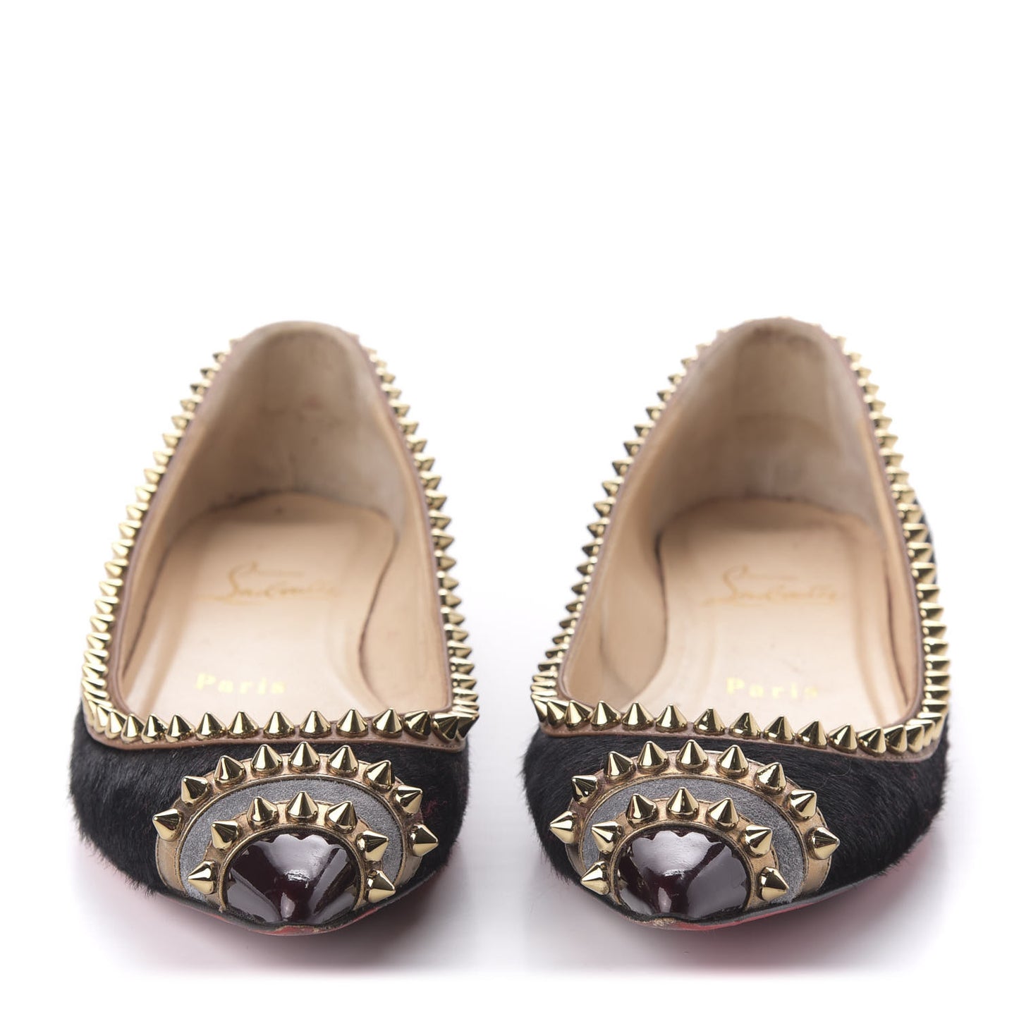 Calf Hair Patent Veau Velours Spiked Malabar Hill Flats 35.5 Black