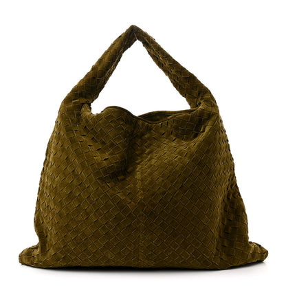 Bottega Veneta Suede Intrecciato Large Hop Olive Oil 1 of 9