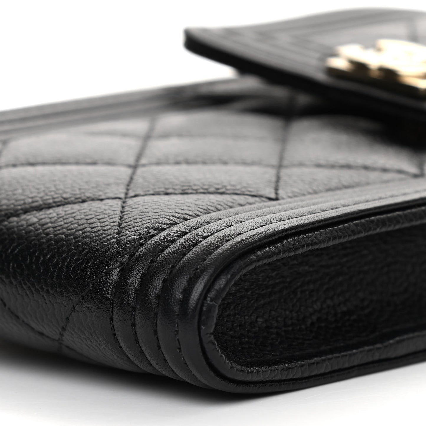 Caviar Quilted Boy Phone Holder Black