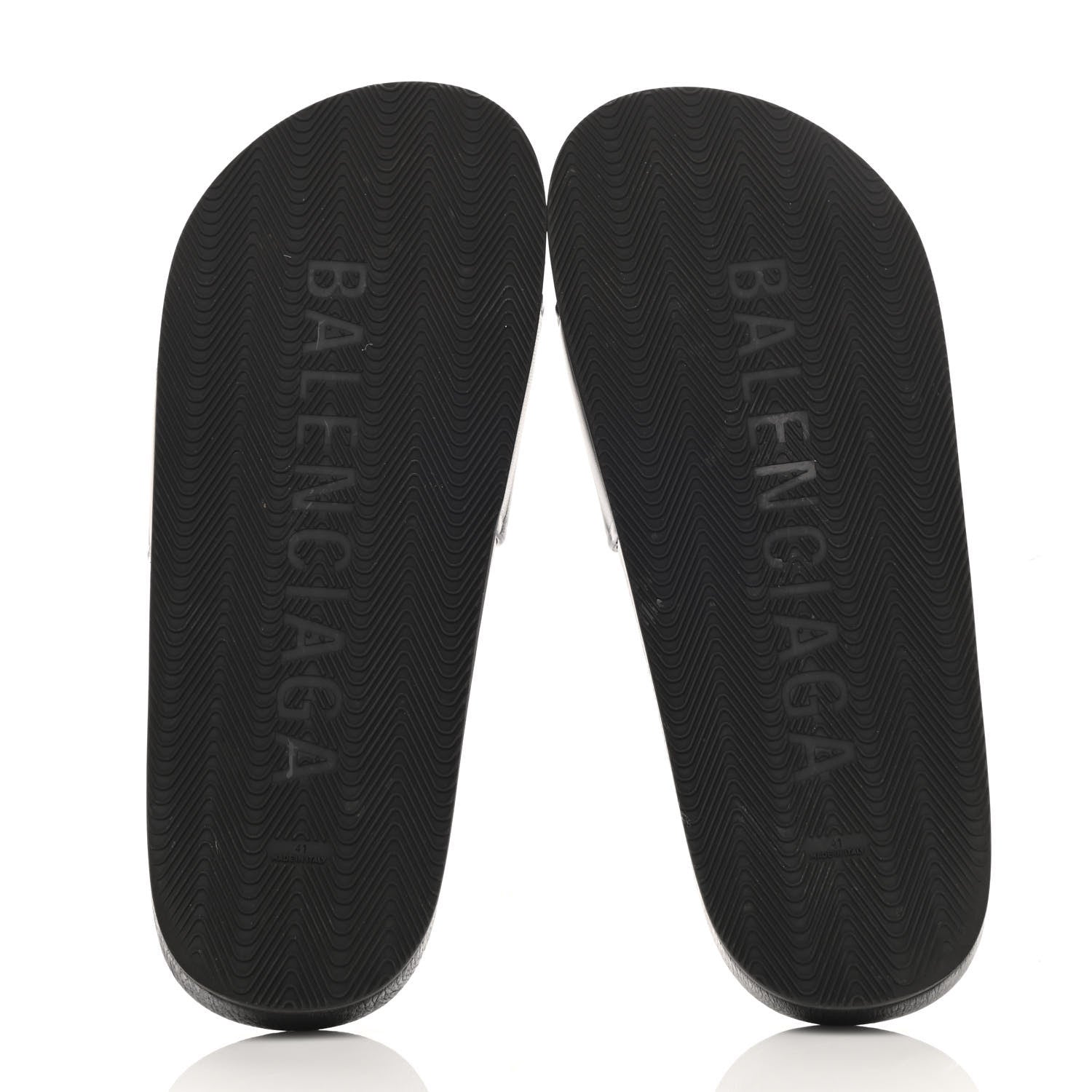 Balenciaga Nappa Logo Pool Slide Sandals 41 Black White 5 of 7