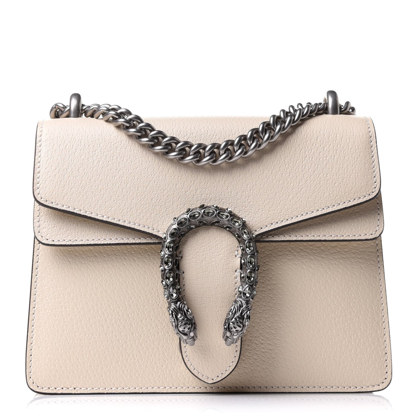 Textured Calfskin Crystal Mini Dionysus Shoulder Bag Mystic White